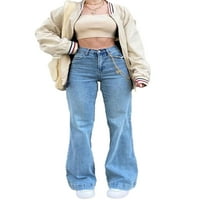 Ženske hlače sa visokim strukom Bootcut Jeans casual labave pantalone