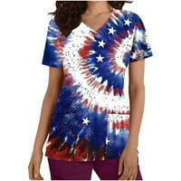 Smihono ženska majica s majicama s džepovima Patriotske dane neovisnosti grafički vrhovi V majice izreza
