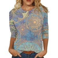 MLQIDK Ženski gradijentni print rukav okrugli izrez Loose Tops T majica Bluza plus veličina, svijetlo