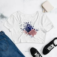 Ženska dana nezavisnosti Ležerni usjev Ispis kratkih rukava Torp majica ispod pilinga Ženska majica