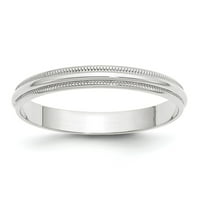 10k bijeli zlatni prsten za prsten za vjenčanje Milgrain Standardna polovina