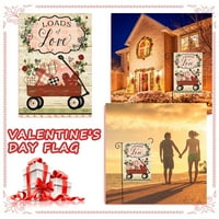 Dan zastava Valentina, zastava Valentine, zastava ljubavi, crveni kamion sa ružom Cvijeće za zastave,