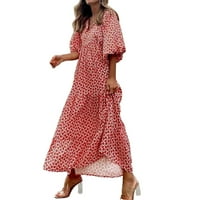 Haljine Wozhidaoke za žene geometrijsko tiskane bačva haljina na rukavu ulica prevelika ženska odjeća Ljetna haljina crvena 3xl