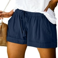 Ljetne kratke hlače za žene Čvrsti casual fit elastične pojaseve džepne hlače Lunge hlače Ladiess casual