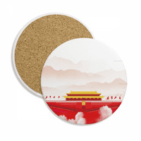 Crvena zastava Tiananmen Mountain Maf Coaster Cup šolja za zaštitu stola upijajući kamen