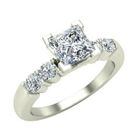 Princess Cut Diamond zaručnički prsten za žene 5 kameni prsten 0. CT 14k bijelo zlato