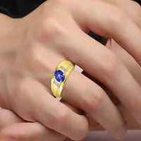 Muški prstenovi 14k žuti zlatni prstenovi klasični dizajner stil 8x ovalni dragulj i originalni dijamantni prsten plava zvijezda safir rođenja prstena za muškarce, muške prstenove, zlatne prstenove veličine 8,9,10,11,12,13
