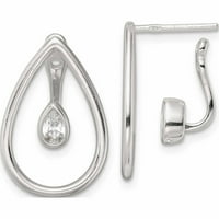 Sterling srebrna polirana suza sa padom i visećom CZ Tlenikom Post Earrin napravljena na Tajlandu -