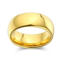 Obični jednostavni kupoli Parovi Titanium vjenčani pojas polirani 14K pozlaćeni prsten za muškarce za