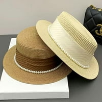 Dabuliu Sthed Sun Hat Ženska široka brana Pearl Ljeto Plaža Boater Hat UV zaštita Ribolovni šešir