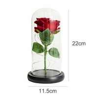 LED umjetni vječni stakleni poklopac ruže Xmas majka Valentines Poklon Početna Dekor