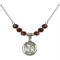 Rodijumska ogrlica sa crvenim sijernskom rodnom mjesecu kamene perle i sveti Valentine Rim Charm