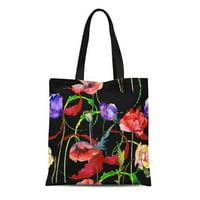 Platno tote torba Wildflower Mappy Cvjetni uzorak u akvarel Puno ime Trajno zakrčivo shopping Torbice za punjenje