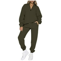 Zračna luka MLQIDK za žene Pola zip pulover Dugim rukavima Duks dugih rukava Jogger hlače Lounge setovi odijelo Duksev sa džepovima Vojska zelena S