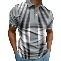 Mužjak ljetni casual patentni zatvarač zatvarača skrenite košuljom za bluzu na kratkim rukavima