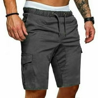 Caitzr muški teretni sportske kratke hlače Slim fit čvrste kratke hlače sa elastičnim strukom i džepovima