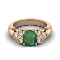 8x ovalni oblik smaragdno drago kamenje sterling srebrna ruža Vermeil pasijans ženski vjenčani prsten