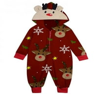 MA & Baby podudaranje porodičnih božićnih pidžama setovi Elk Antler s kapuljačom ROMPER PJS rashodi