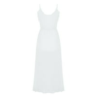 Haljine za žensko čišćenje boemijskog camisa bez rukava na V-izrez Ispis klizača Dužina haljina + kaiš