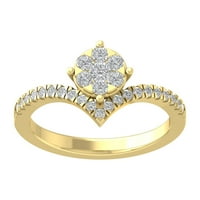 Araiya 10k žuti zlatni dijamant V obliku vjenčanog prstena, veličine 7