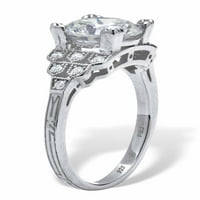 PALMBEACH nakit 3. TCW okrugla kubična cirkonija 14K pozlaćeni ili platinasti prsten sa srebrnim srebom od platine