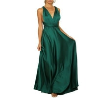 Žene Elegantne satenske V-izrez Večer Multi Way wrap Ball Gown Formal Maxi haljina
