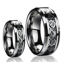 Odgovarajući muški i dame Dragon Design Tungun Carbide Wedding Brand Set prstena