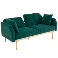 Velvet Futon kauč sa jastucima, moderno kauč za kauč za spavanje s modernim tapaciranim kaučem s podesivim