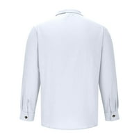 Muška vintage pamučna posteljina majica casual gumb s dugih rukava Solid Bool Basic Work Teses majica