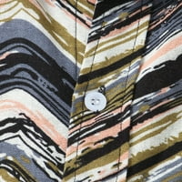 Muški blok u boji s kratkim rukavima dolje majice pamučna posteljina ležerna ljetna patchwork print