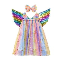 Dečiji dečji dečji letnji haljini bez rukava leptir krila kosu za kosu za kosu haljina plesna party