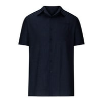 Pamučne platnene majice za muškarce Ljeto dugme kratkog rukava srušene Henleys bluza lagana puna boja