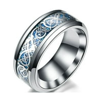 Sehao prstenovi titanijumski čelični zmajski prsten sa srebrnim zlatnim zmajem od nehrđajućeg čelika