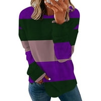 Lenago ženske tuničke vrhove plus veličina dugih rukava casual majice pulover u boji okrugli vrat pulover
