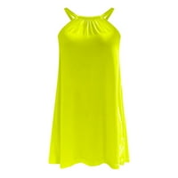 Ženski ljetni halter mini kratke haljine plaža mashirt sandress bez rukava casual labava haljina s žutim xxl, minese veličine: 12