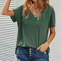 Ženska modna ležerna temperament V-izrez Love majica s kratkim rukavima TOP GREEN XL