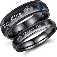 Set svog i njenog odgovarajućih prstenova za parove Crni nehrđajući čelik Njegova kraljica i njezina