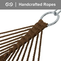 Hammocks tradicionalni uže dvostruko viseći sa šipkom od tvrdog drveta i vrećica za nošenje, kapacitete LBS-a, prirodnim