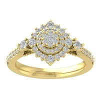 Araiya 10k žuti zlatni dijamantski halo Cluster prsten, veličina 8.5