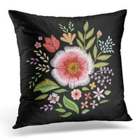 Crni vez vezeni divlji cvjetni cvjetni zeleni list jastučni jastučni jastučni poklopac jastuk