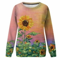 Prinxy ženske košulje Clears Crew Crt Tuntic Tops Raglan cvjetni grafički pulover Ležerne majice za