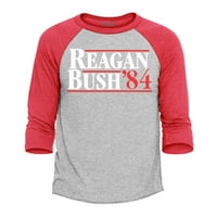 Trgovina 4EVER-a za muškarce Retro predsjednik kampanje Raglan bejzbol košulje velikog heather siva