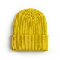 Odrasli benizi unisni pleteni šeširi za odrasle skijaško obloženo lobanje kaff manžeta beanie šešir žute slobodne veličine