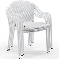 Vanjski svi vremenski pleteni prosilni stolica za slaganje u bijeloj boji