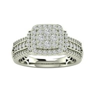 Araiya Sterling Silver Diamond Halo Cluster Ring, Veličina 10
