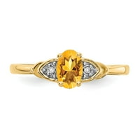 Čvrsti 14K žuti zlatni dijamant i citrin žuti studeni Gemstone Angažman prsten veličine 8