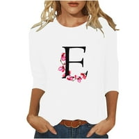 Vremenska ženska modna zabavna tiskana labava majica rukava za bluze okrugli vrat casual vrhovi, bijeli, xxxxl