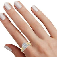 Carat okrugli bijeli prirodni dijamantni angažman za brisanje za mladenke u 10K dva tona zlata - veličina-9,5