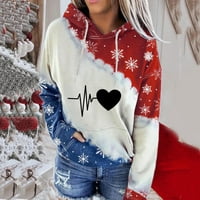 Ženska božićna dukserica za snježne pahulje Print pulover TOP BLOCK DUGO CRTOVANJE LOGHNEVE DUGOZNICE