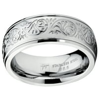 Ženski prsten od nehrđajućeg čelika ugraviran Florentinski dizajn SZ 11.5